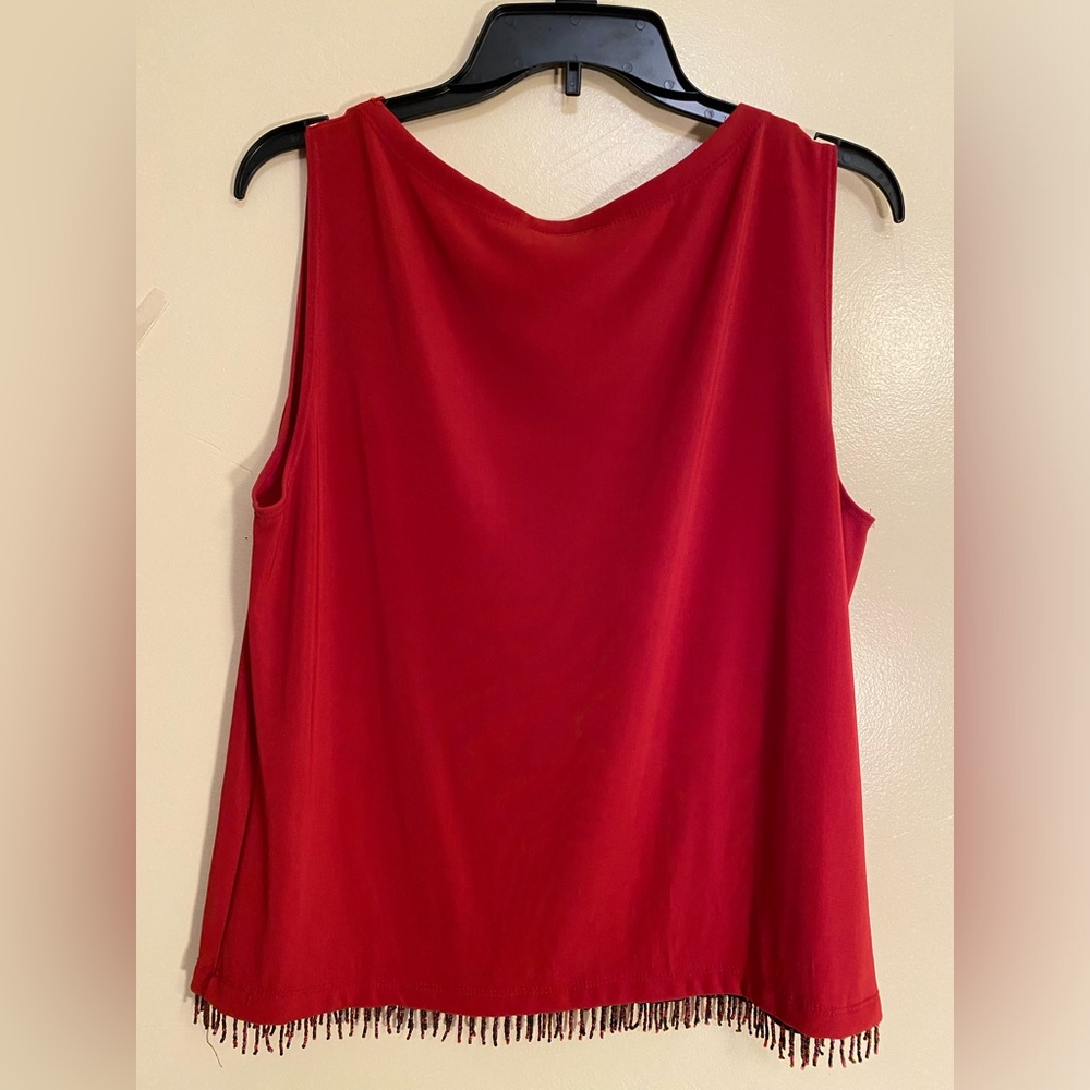 AGB Byer California Made in the USA RED & Beaded Women's Tank Blouse Size Large
